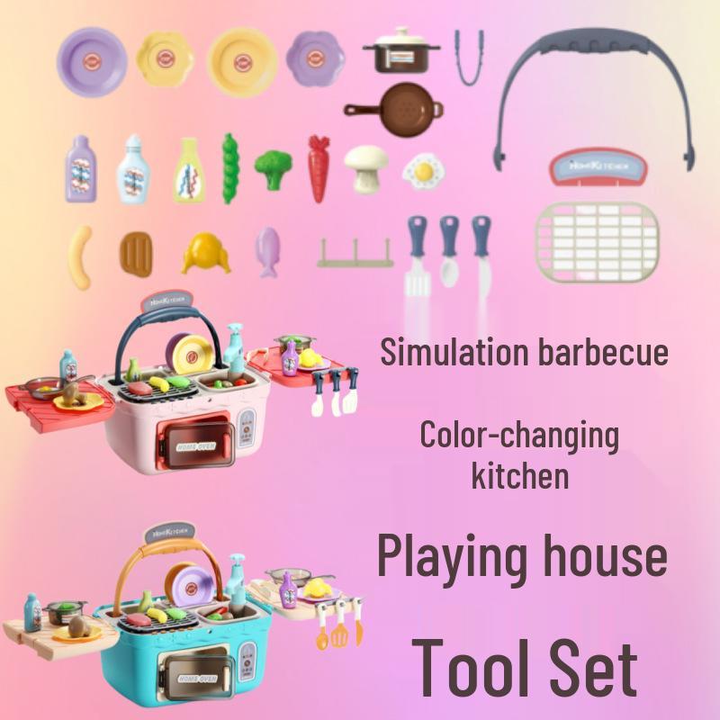 Multifunctional Picnic Kitchen Pretend Play Set with Storage Box - Fun Simulation Toy