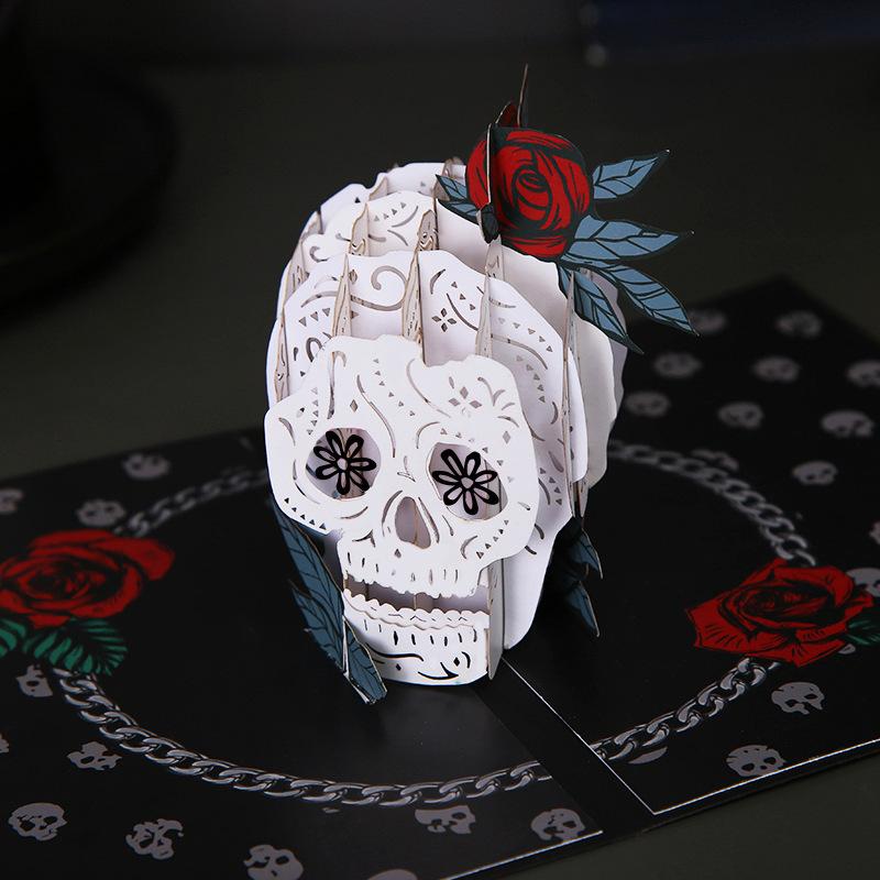 Halloween 3D Glittering Pumpkin Skull Greeting Card Hot Gold Edition Party Invitation Card Eye-Catching Design for Party