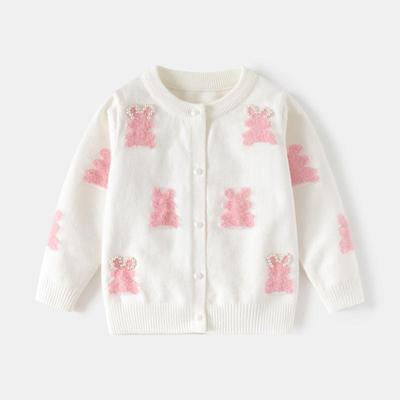Sweet Cardigan Sweater for Girls Spring Kids Bunny Single-breasted Sweater