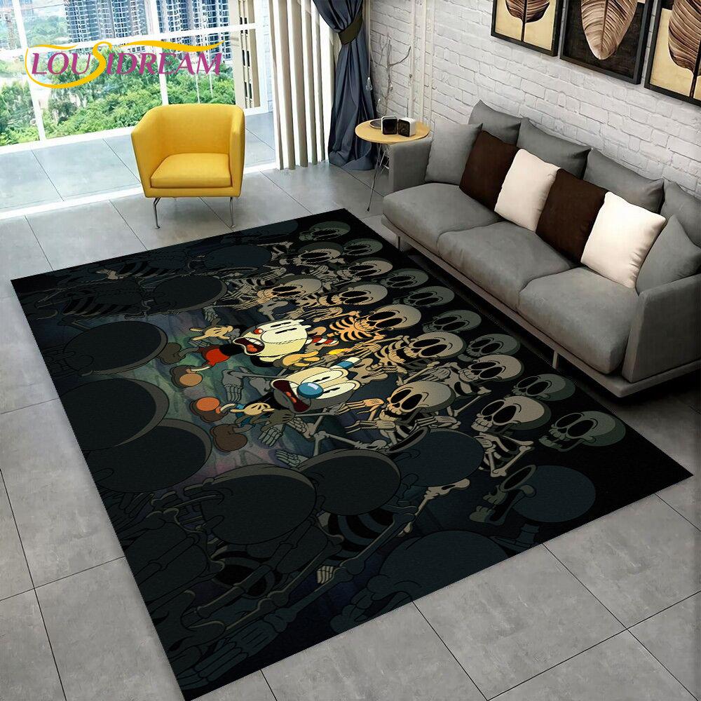 Juego, Cuphead y Mugman, alfombra para área de jugador, alfombra para sala de estar, dormitorio, decoración de felpudo para sofá, alfombra antideslizante para juegos de niños