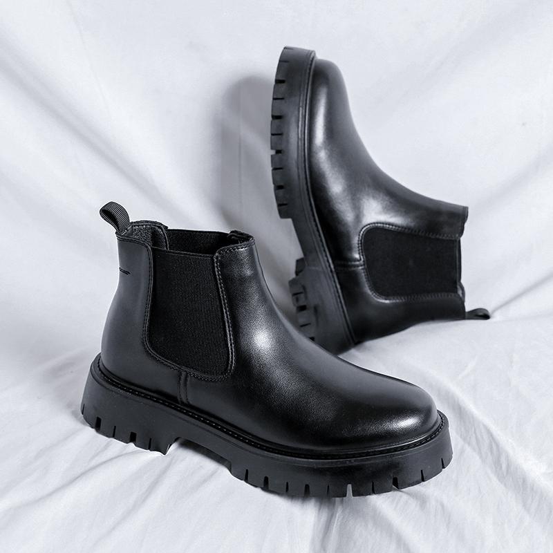 Fashion Chelsea Boots Fashion Leather Gentleman Stress Shoes Men Business Driving Shoes Handmade Black chaussure Party Flats Dress Shoes
