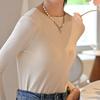 Korean Version of Round Neck Knitted Base Shirt for Women with New Fashionable Long-sleeved Top for Women with Trendy Outside