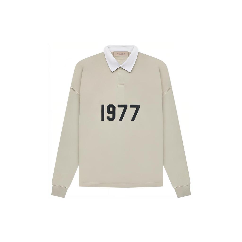 Fear of God Essentials 1977 Serie SS22 Rugby Casual Manica Lunga Polo Top da Uomo Grano FOG-SS22-106