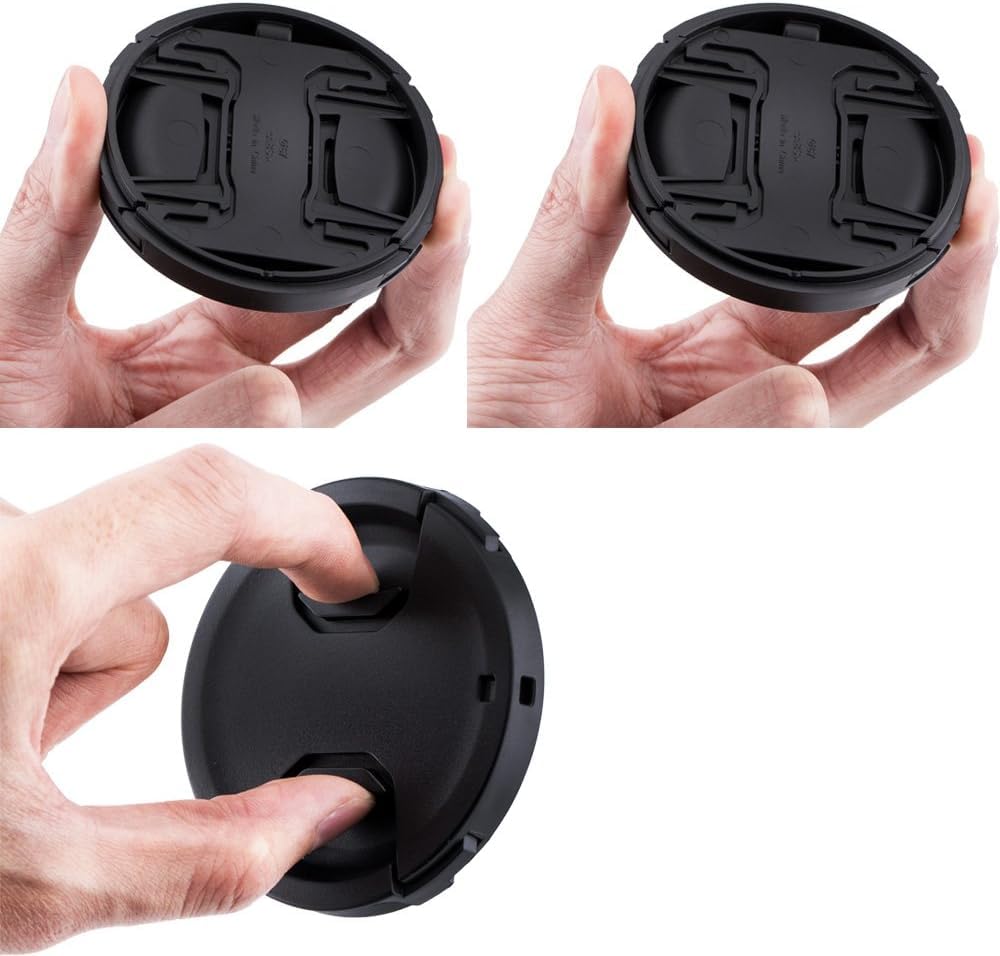 58mm Front Lens Cap Covers with Cap Keepers for Canon EOS Rebel T7 T6 T5 T100 4000D 2000D SL3 SL2 SL1 T8i T7i T6s T6i T5i T4i T3i T2i T1i Kit Lens