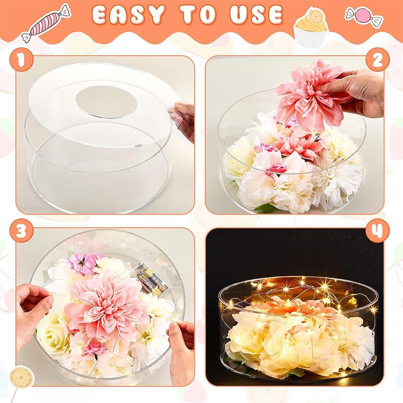 1PC Circular Cake Stand Stackable Acrylic Cake Rack DIY Cake Plastic Display Box Refillable Board Base 15/20/25cmx10cm