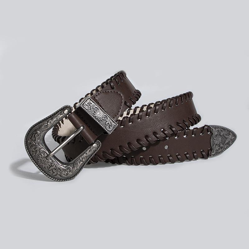 Handmade Vintage Leather Waist Belt With Unique Shape Design For Casual Wear