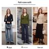 Hstyle Women's V-Neck Lace Patchwork Knit Cardigan