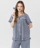 Meipeullawo Antique Blue Short Sleeve Pure Cotton Women'S Plus Size Pajama Set