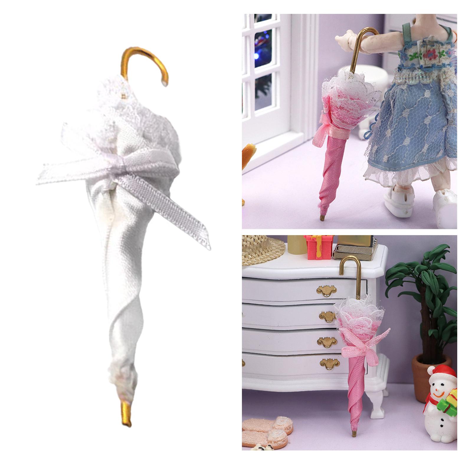 

Doll House Umbrella DIY W/ Lace Decoration Wedding Bride Cloth Ladies Playhouse Play House Accessories for Kids Toys Birthday білий