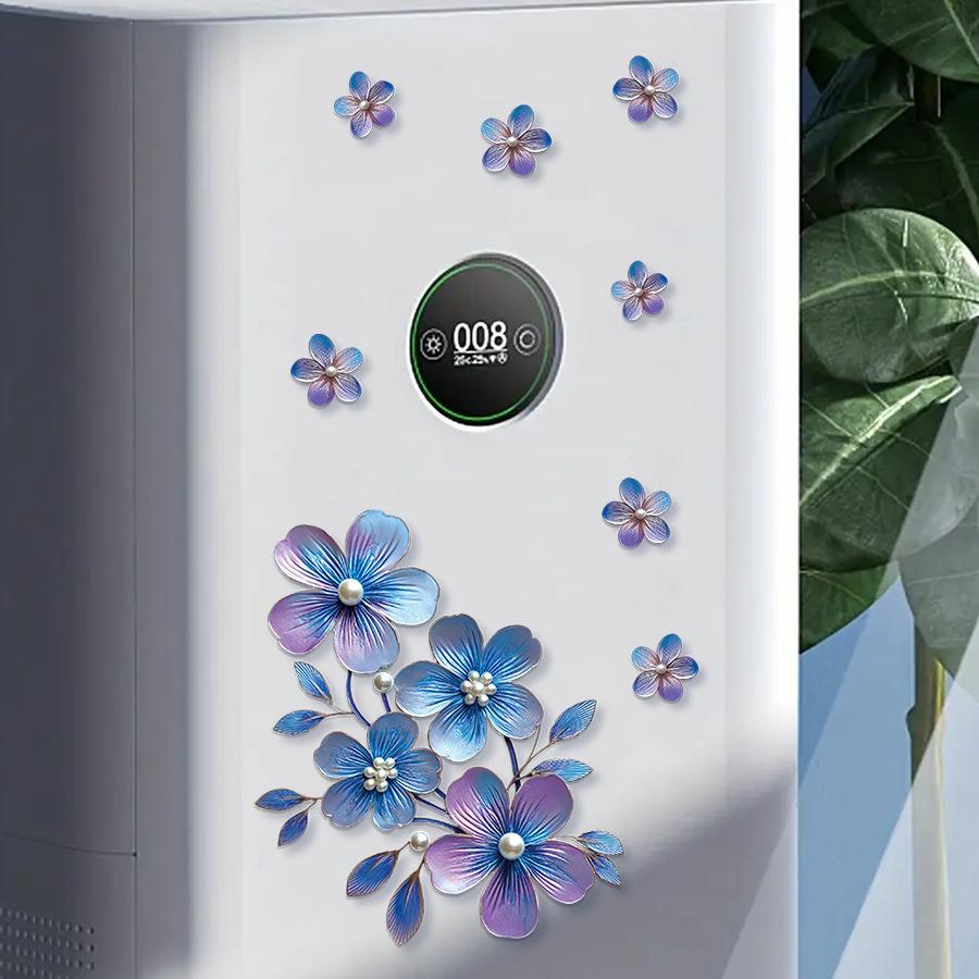 Watercolor Ink Gradient Botanical Floral Wall Stickers, Self-Adhesive Decor for Bedroom Vanity Bathroom Decoration