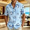 Men's Fresh Floral Print Short Sleeved shirt, With A Fresh Artistic style, Suitable For Summer Daily Life And Beach Vacations
