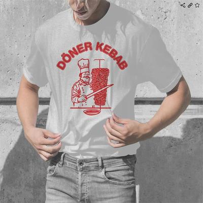 Pamuk Döner Kebap Klasik Grafik Tişörtler Kısa Kollu tişörtler Yaz Harajuku Tişörtler Üstler Nefes Alabilir Baskı Erkek Giyim