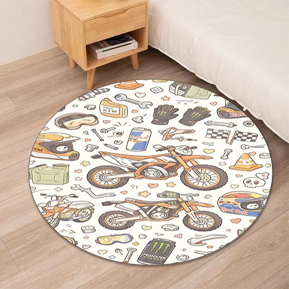 Cute Cars Printed Round Rug Carpet Chair Rug Area Rug Entryway Doormats,for Office Chair Living Room Bedroom Kitchen Room.