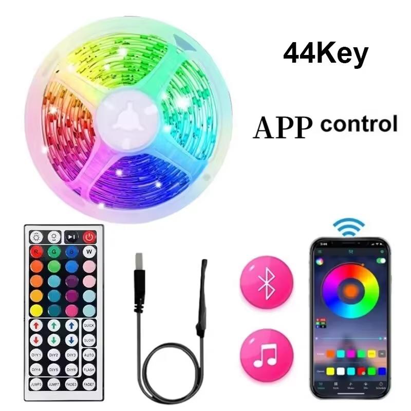 LED Strip Lights Music Sync Color Changing RGB LED Light Smart App & Remote Control Flexible Lamp Tape for Party Room Decor Lamp