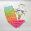 Conjunto de Biquíni Feminino de 3 Peças Maiô com Amarração nas Costas com Saia Cover-up Roupa de Banho de Duas Peças com Saia Envelope