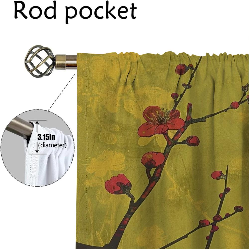 Blossom Branches Extend Curtains for Living Room Curtain Partition Tulle for Bedroom Halloween Decoration Curtains 2 Pieces Home
