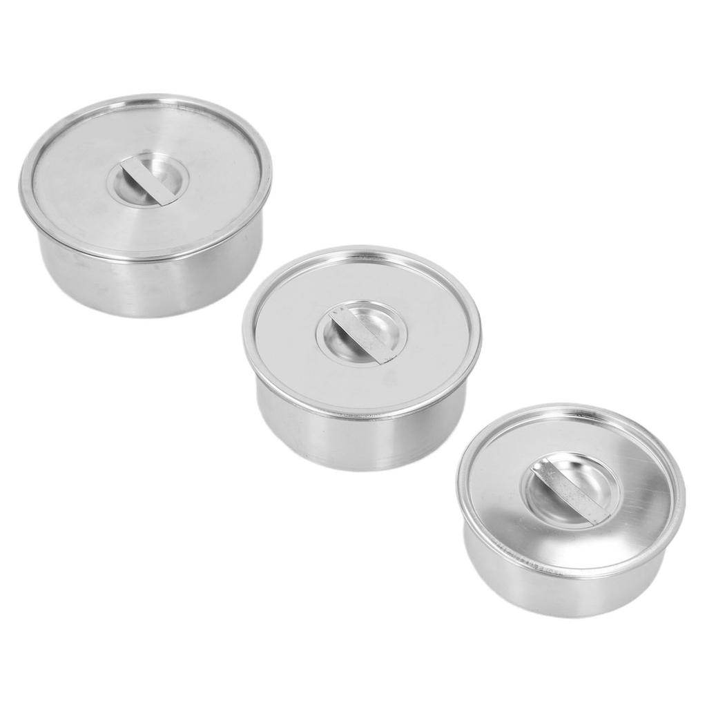 3PCS 304 Stainless Steel Bowl Set Heat Proof Anti Fall Metal Mixing Bowl Steamed Egg Bowl with Lids for Household Food