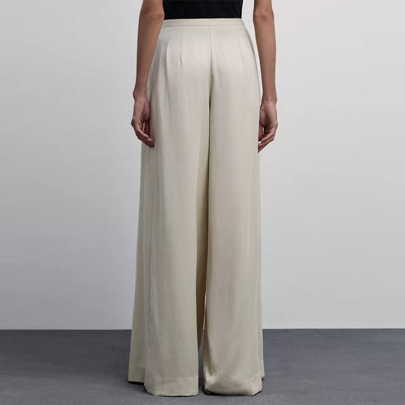 Causal Solid Draped Mopping Pants Women Loose High Waist Wide Leg Trousers Spring Autumn Versatile Commuting Pants