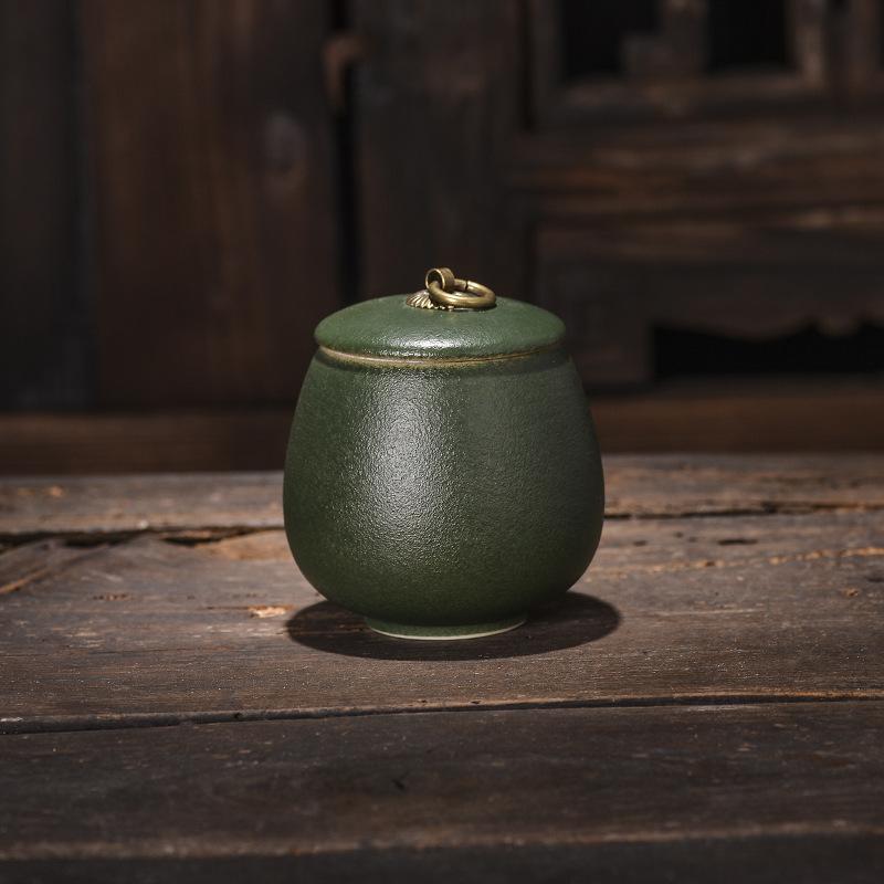 Creative Tea Jar Ceramic Coffee Food Sealed Jar Household Moisture-proof Storage Box Portable Travel Box Storage Container Home