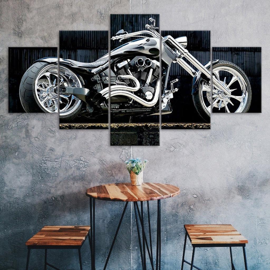Lienzo de Motocicleta Vintage Clásico de 5 Piezas Impresión de Cinco Paneles Póster de Arte de Pared Moderno Imagen Decoración del Hogar Regalo Para Él Para Ella