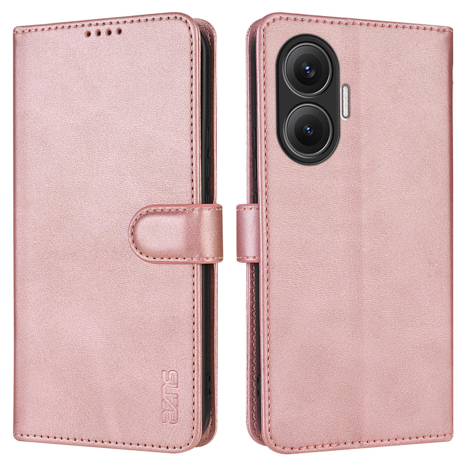 

AZNS For Xiaomi Redmi Turbo 4 Pro 5G/Poco F7 5G Case PU Leather Wallet Phone Cover Rose Gold