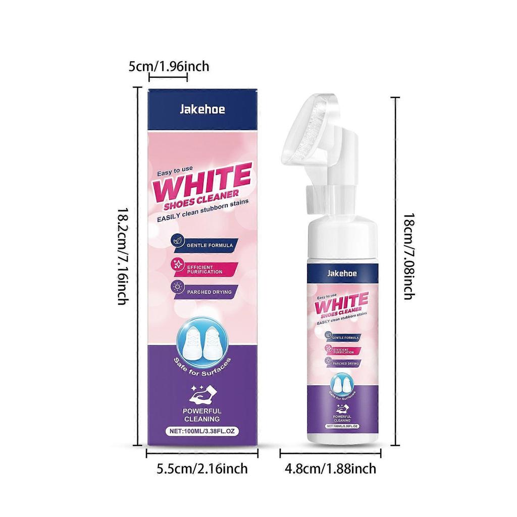#1-5x 100ml Weißer Schuhreiniger, für Sneaker und weiße Schuhe, Reinigt Vergilbungen und Flecken, Ohne Spülen, Tragbarer Reiniger