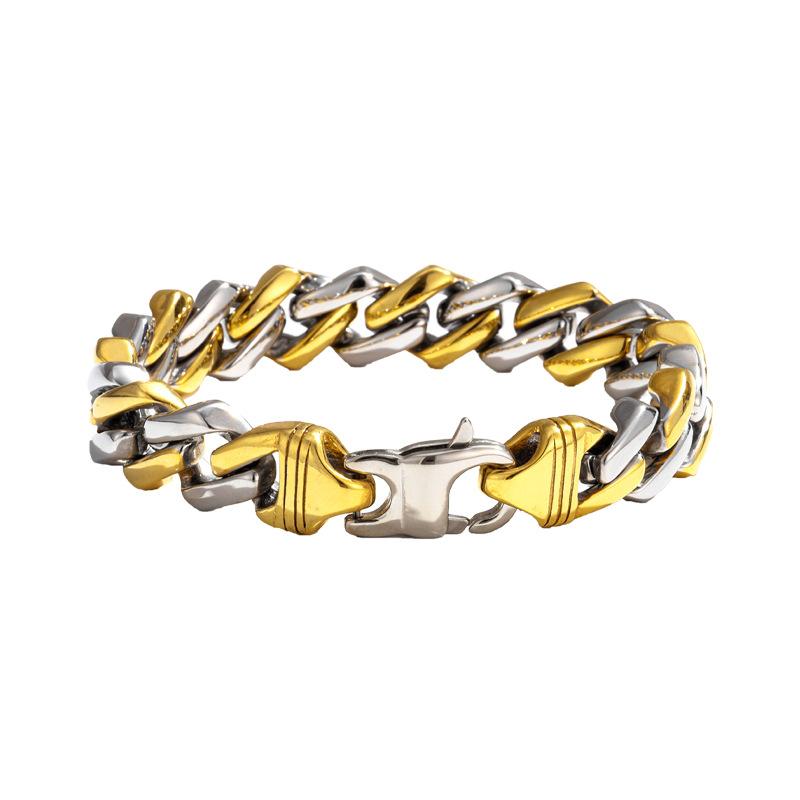 New Titanium Steel Color Matching Fine Polishing Cuban Bracelet 316 Stainless Steel Vacuum Plating Bracelet
