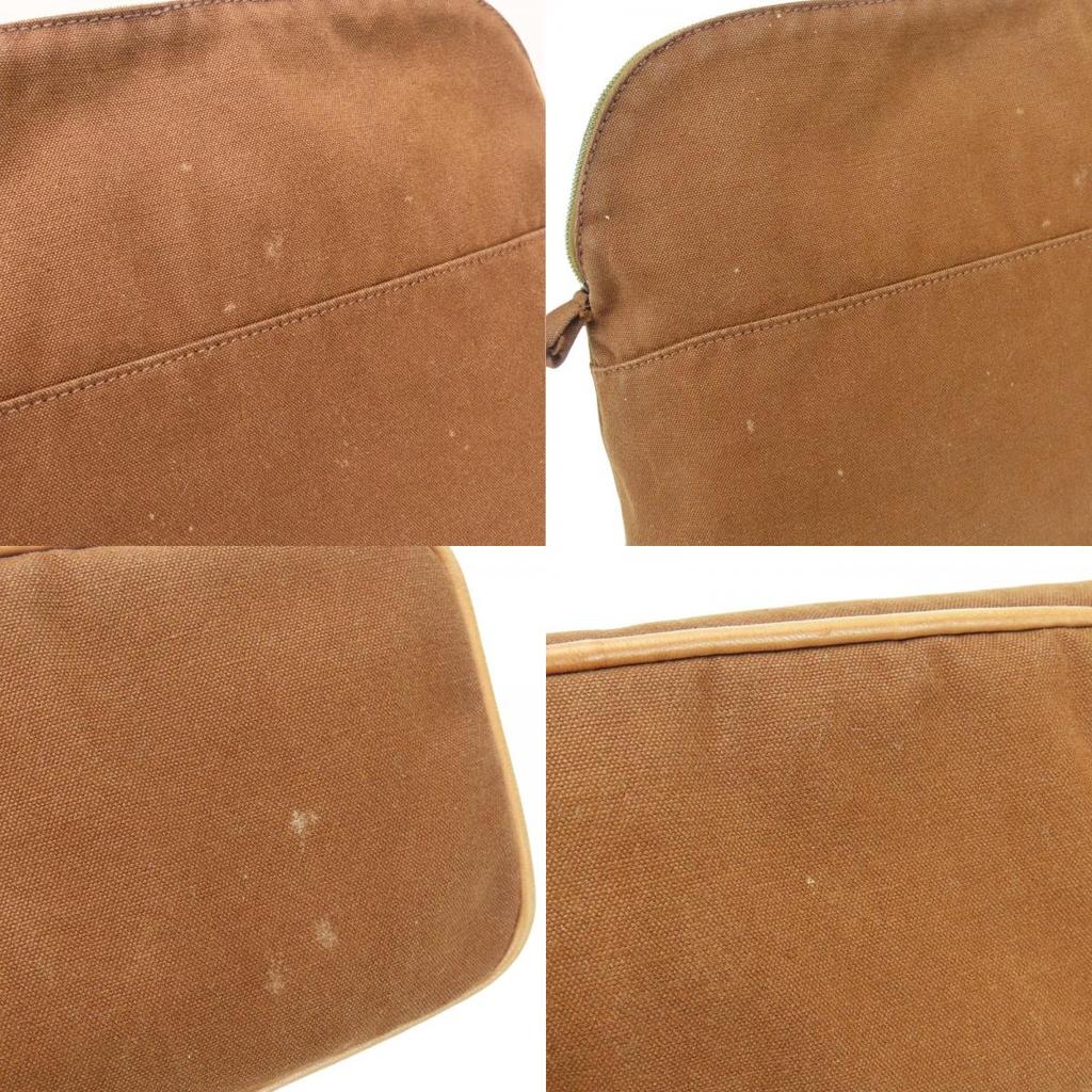 Used HERMES Pouch Bored Pouch TGM Cotton Brown Brown Accessory Case