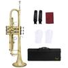 Bb Trumpet B Flat Brass body Trumpet Performance Beginners Pro Brass Musical Instrument with Straps Gloves Wipping Cloth Parts