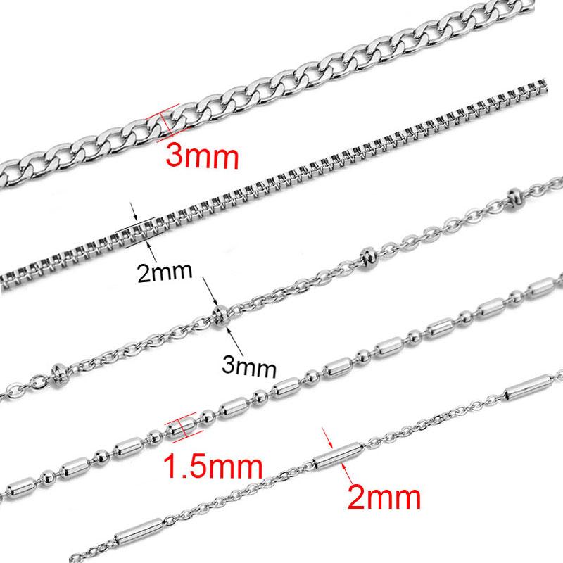 2meters Stainless Steel Link Box Ball Bead Chains Bulk Metal Necklace Bracelet Chains Lot Jewelry Making Supplies Accessories
