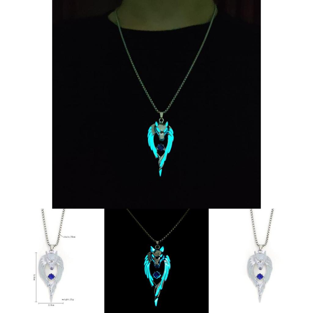 Hip Hop Wolf Totem Pendant Metal Lightup Necklace For Streetwear Enthusiasts