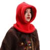 Curled Balaclava wool hat women's warm thickened hat scarf integrated pullover cycling windproof hat