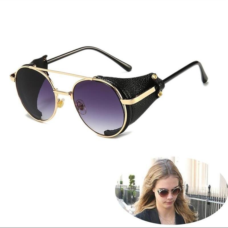 

Круглые солнцезащитные очки в стиле ретро для мужчин и женщин, очки в стиле киберпанк, готические солнцезащитные очки в стиле стимпанк