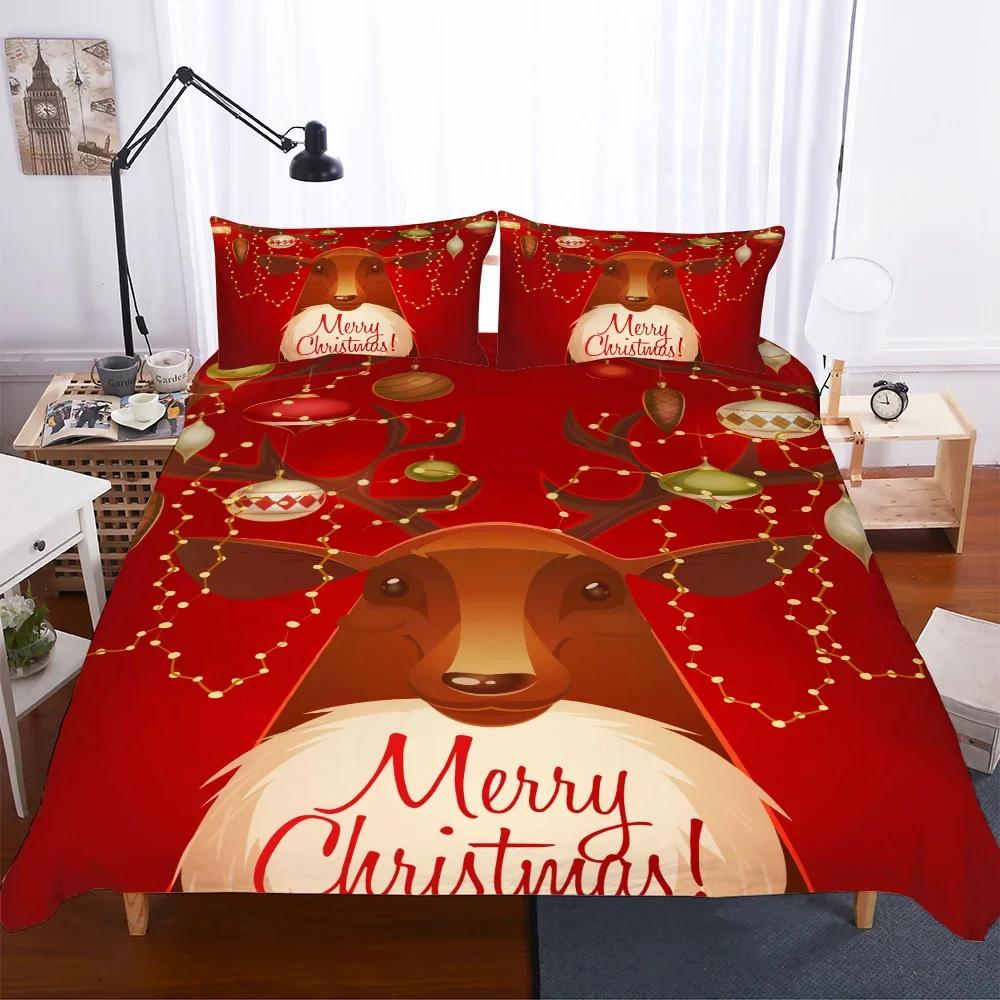 Comforter Cartoon Merry Christmas S Bedding Set Queen Size Snowman Single Double Super King Bedclothes 100% Polyester