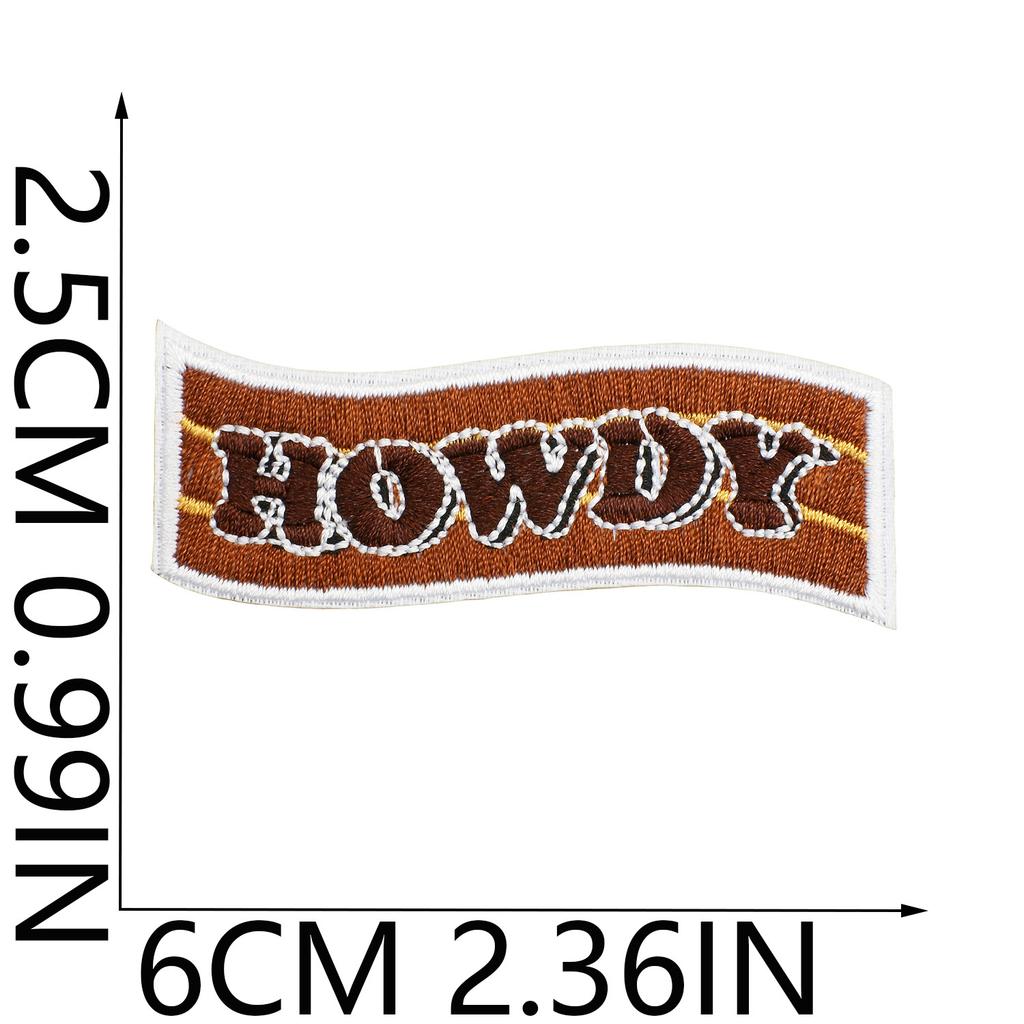 Western Denim Element Embroidery Chapter Square Computer Embroidery Cloth Sticker Double Gun Denim Patch Patch Ironing