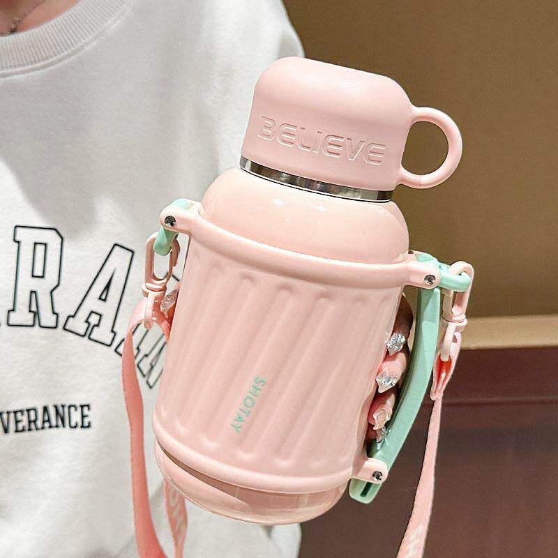 

Large-Capacity Thermos Cup for Girls, High-Looking 316 Stainless Steel Water Cup, Simple Portable Water Bottle for Kidsren Pink 800ml [Free Cup Brush]