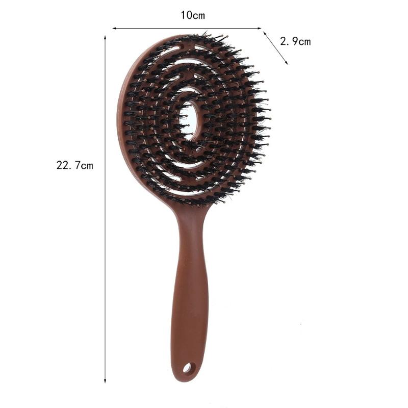 Boar Bristle Round Detangling Hair Brush Volumizing Scalp Massage Tool 1Pcs for Home Salon Daily Hair Care