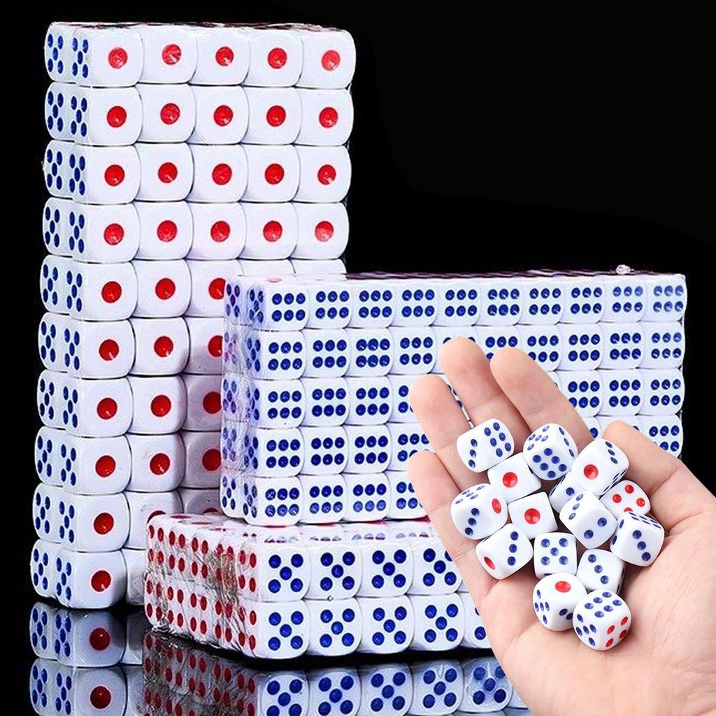 30Pcs 10mm Plastic Dice Rounded Corner Red Blue Dots - Durable Tabletop Game Dice Perfect for Party Interactive Entertainment