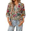 Damen modisches und lässiges Sommer V-Ausschnitt Patchwork Dreiviertelarm Blumenoberteil