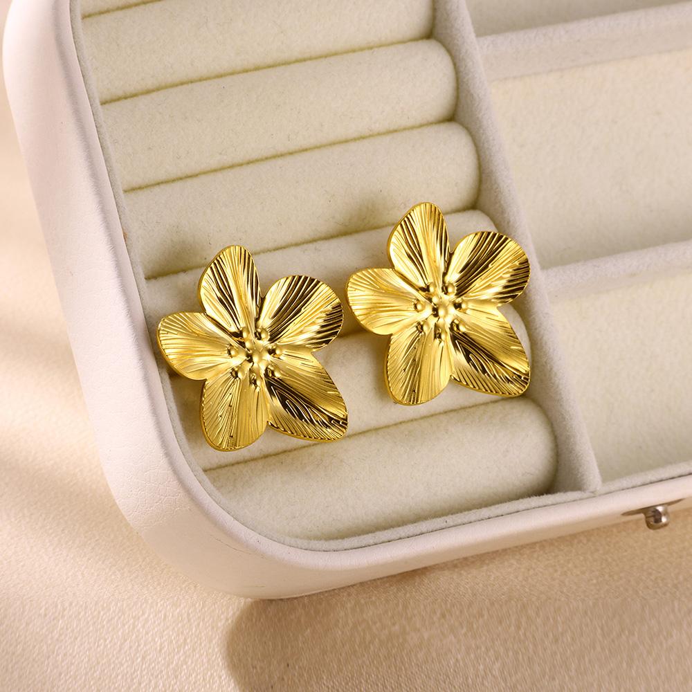 SunFlower Stud Earrings for Women Gold color Stainless Steel Elegant earrings Sun Geometry Jewelry Christmas Accessories Gifts