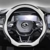 Coprivolante Auto a Forma di D in Pelle Fibra di Carbonio per Skoda Octavia Fabia Kamiq Rapid Accessori Auto