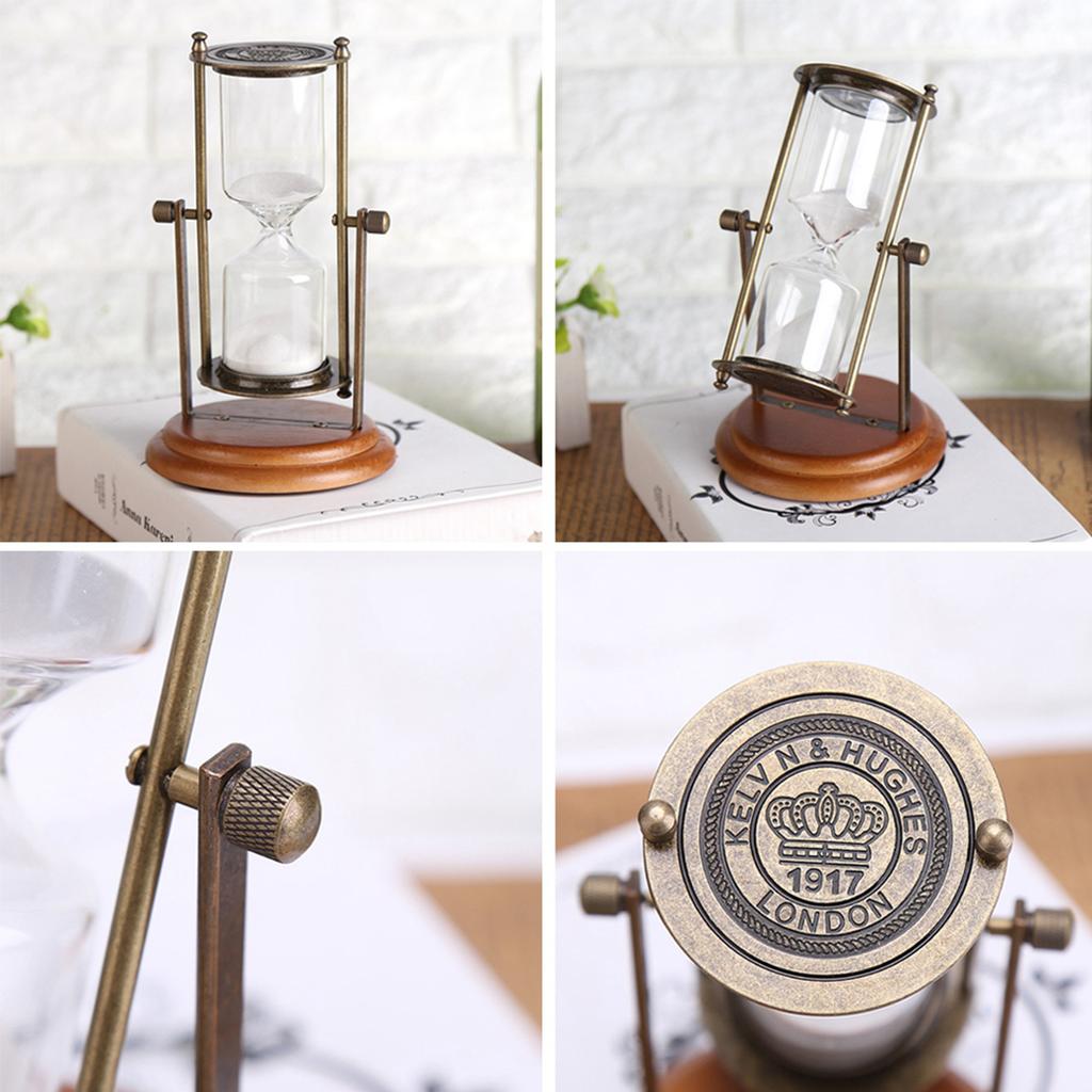 15 Minutes Metal Rotating Sand Glass Timer Clock Hourglass Table Ornament Home Decor Gift