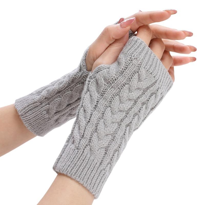 Botvotee Gloves for Women Y2k Half Finger Winter Winter Soft Warm Knitting Arm Gloves Warm Fingerless White Red Mitten Guantes