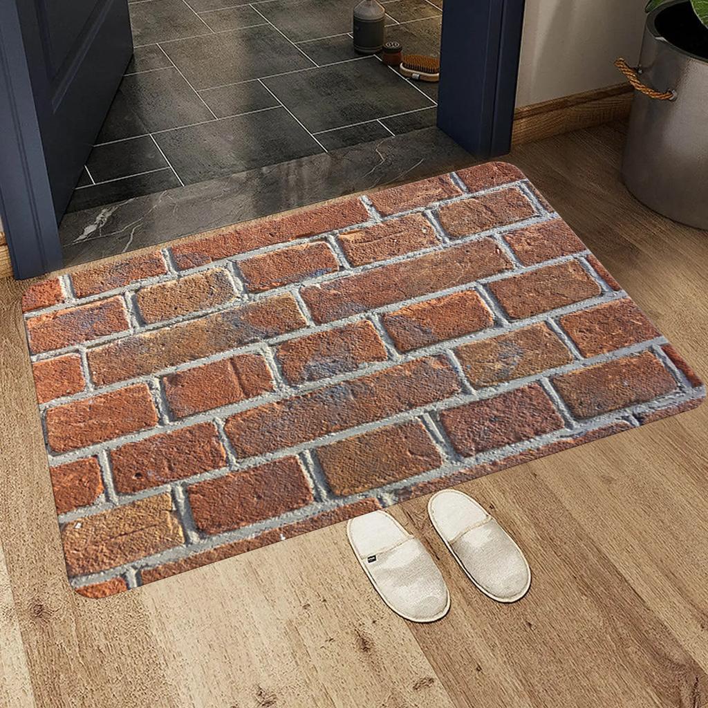 Textured plank brick printed non-slip multifunctional rug Living room rug Entrance floor mat Insole Home kitchen Corridor décor
