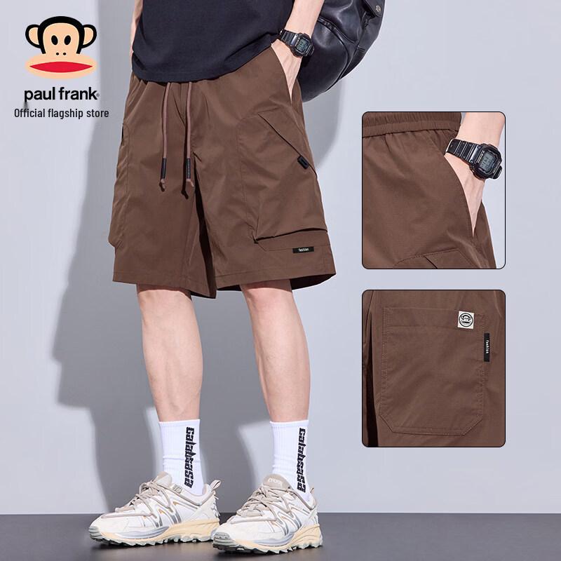 paul frank Men's Summer Ice Silk Multi-Pocket Cargo Shorts