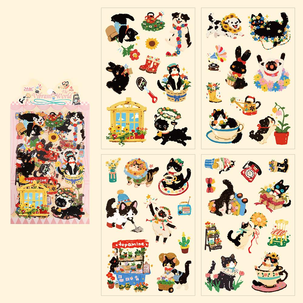 Mengmeng Black Meow Animal Creative Stickers, Cat Account Material DIY Stickers