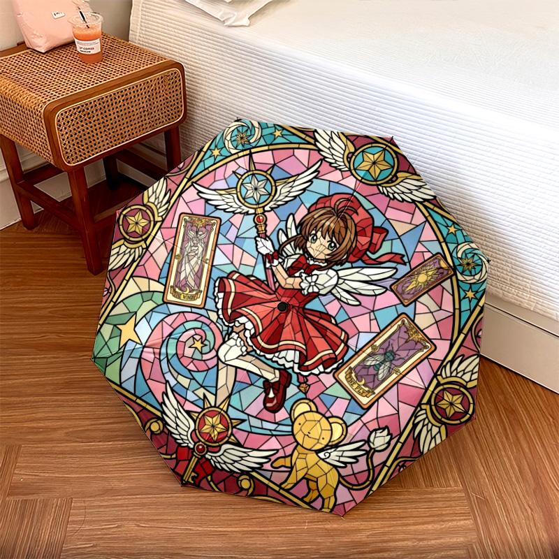 

1PC Automatic Folding Umbrella Cardcaptor Sakura Pattern 8 Ribs Portable Foldable Travel Umbrella Christmas Birthday Gift
