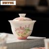135ml Hand-painted Flower Gaiwan Retro Tea Tureen Household Tea Bowl With Lid Kit Tea Maker Cover Bowl Tea Items Decoration