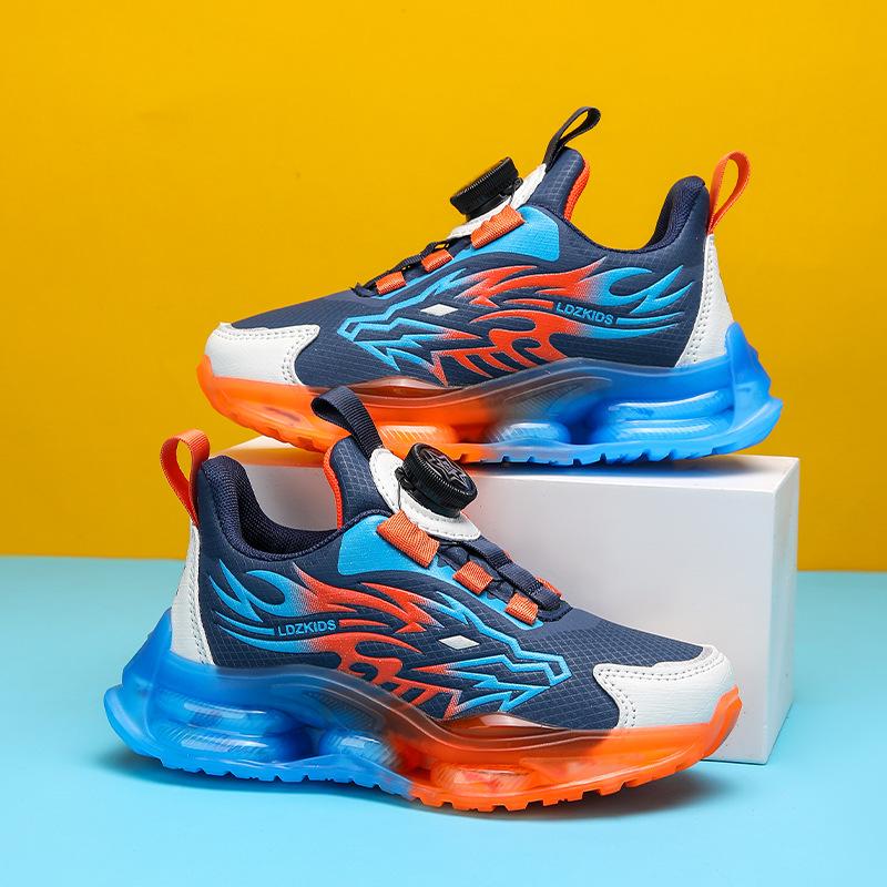 Middle school students rotate button shoes, spring and autumn students a 2025 sports boys face mesh breathable