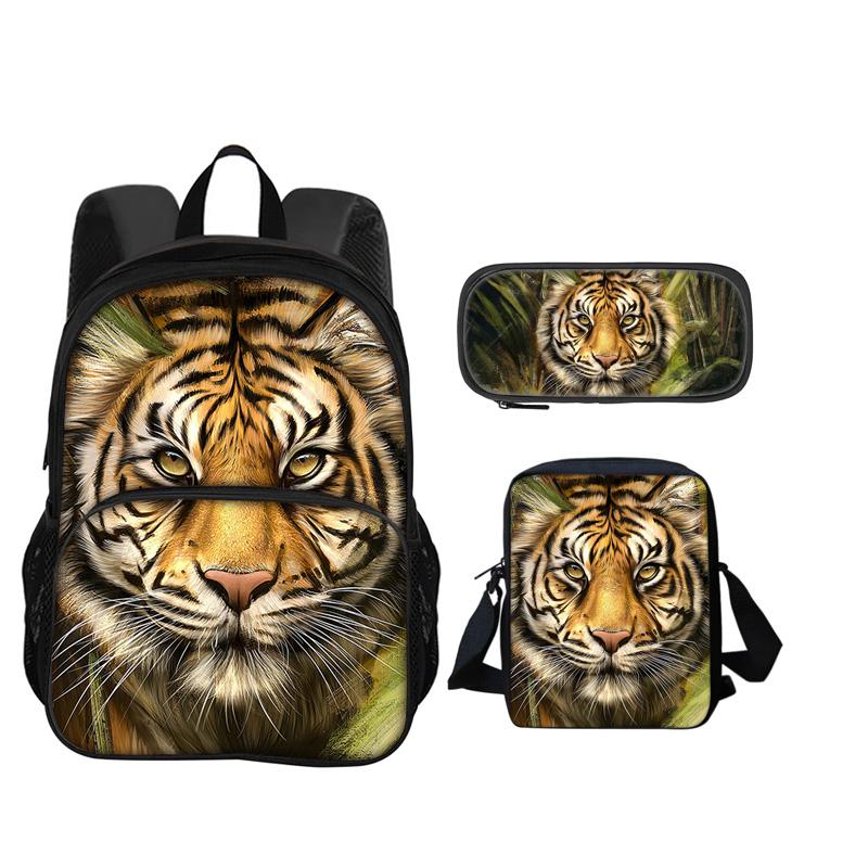 Zaino Zainetto Astuccio Borsa a tracolla Tigre con stampa animale Set da 3 pezzi regalo perfetto per la scuola i compleanni di ragazzi e ragazze